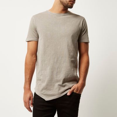 Ecru asymmetric longline t-shirt